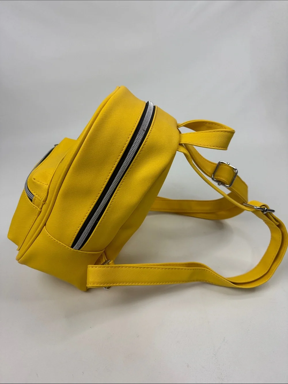 Marc Tetro Bright Yellow Dachshund Mini Backpack Silver Zip Adjustable Lined